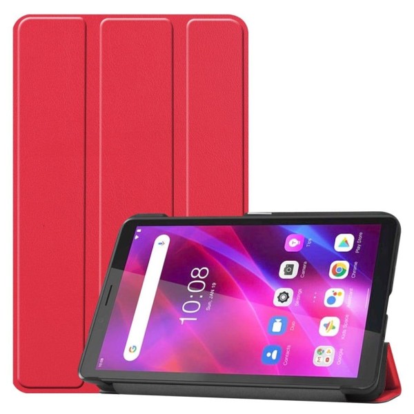 Generic Tri-fold Leather Stand Case For Lenovo Tab M7 (3rd Gen) - Red