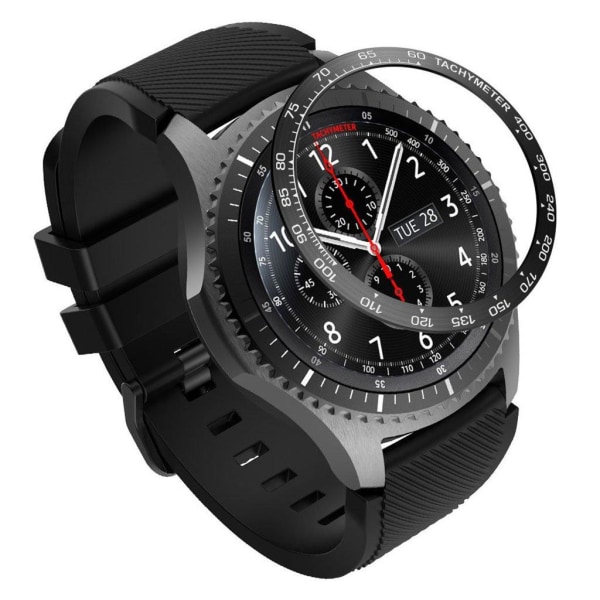 Generic Samsung Gear S3 Frontier Stilfuldt Metal Watch Ramme - Sort / Hv Black