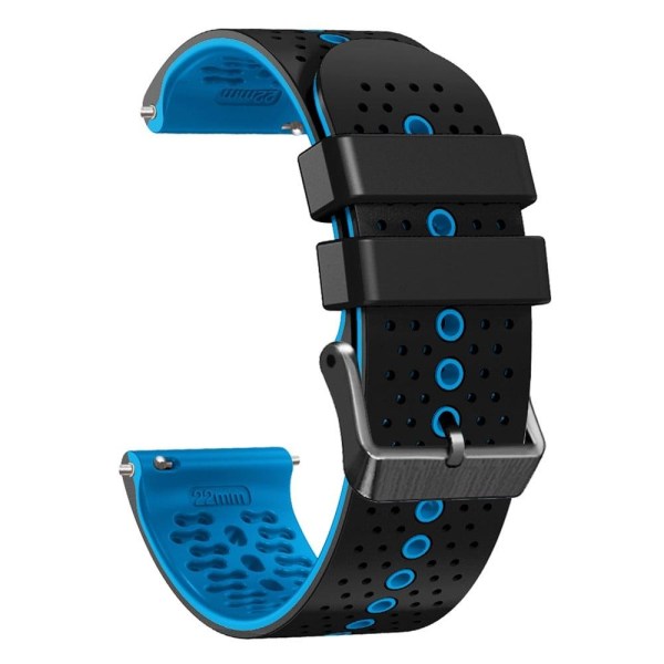 Generic 22mm Universal Dual Color Silicone Watch Strap - Black / Sky Blu Blue