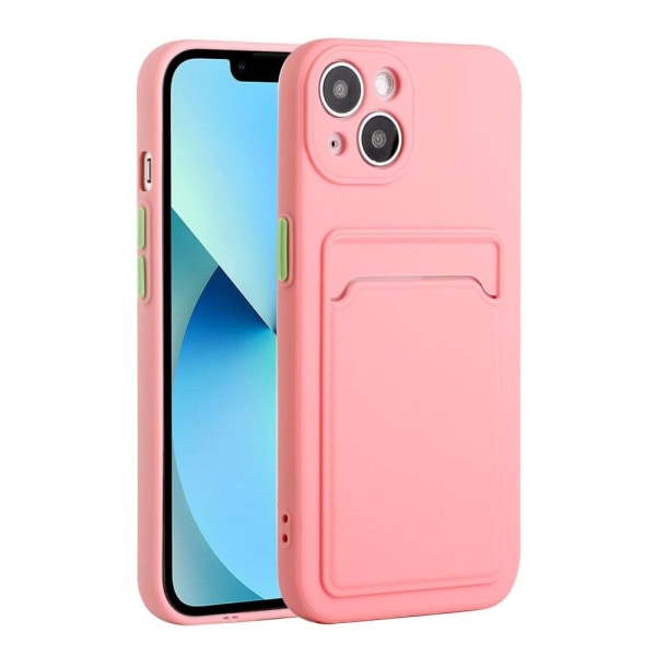 Generic Kortholder Cover Til Iphone 13 Mini - Lyserød Pink
