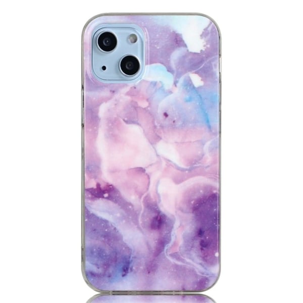 Generic Marble Iphone 14 Plus Etui - Purple Starry Sky