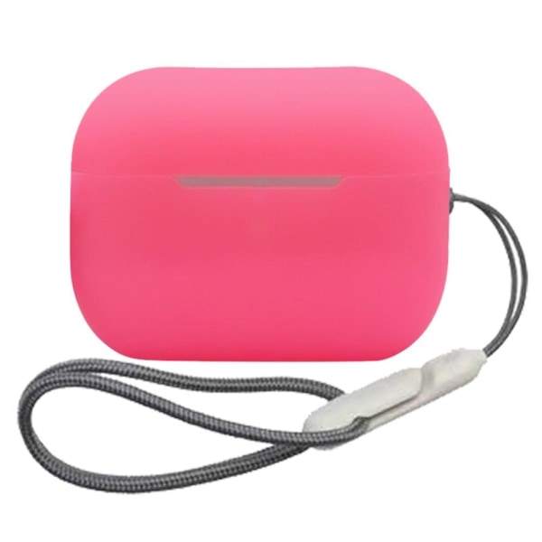 Generic Airpods Pro 2 Silicone Case With Lanyard - Fluorescent Pink