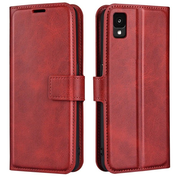 Generic Wallet-style Leather Case For Tcl 30 Z - Red
