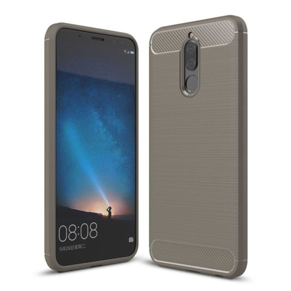 Generic Huawei Mate 10 Lite Cover Med Kulfiber Tekstur - Grå Silver Grey