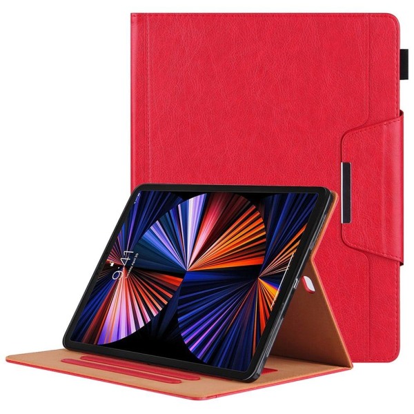 Generic Ipad Pro 12.9 (2021) / (2020) (2018) Pu Leather Flip Case With Red