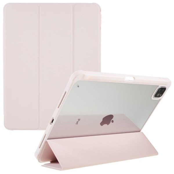 Generic Ipad Pro 12.9 (2022) / (2021) (2020) Tri-fold Leather And Acry Pink