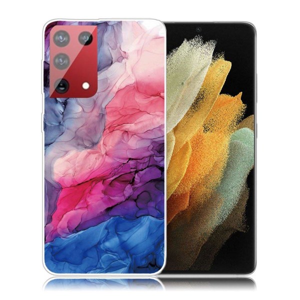 Generic Marmor Samsung Galaxy S21 Ultra Etui - Aqueous Vibrant Mønster Multicolor