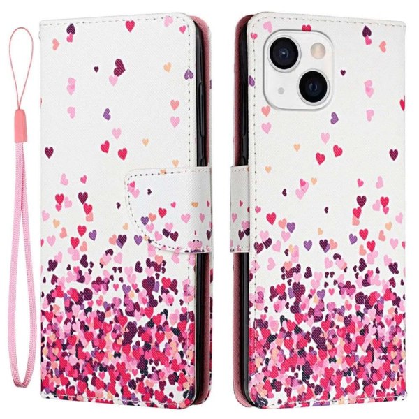 Generic Wonderland Iphone 14 Plus Flip Etui - Lyserød Hjerte Form Pink