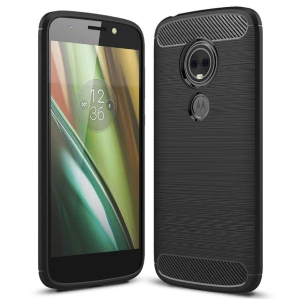 Generic Motorola Moto E5 Play Mobiletui I Silikone Med Carbon Tekstur - Black
