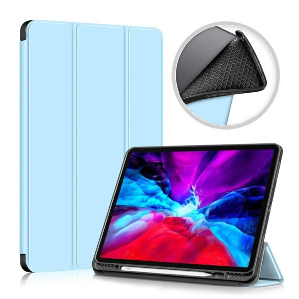 Generic Ipad Pro 12.9 (2021) / (2020) Tri-fold Pu Leather Flip Case With Blue