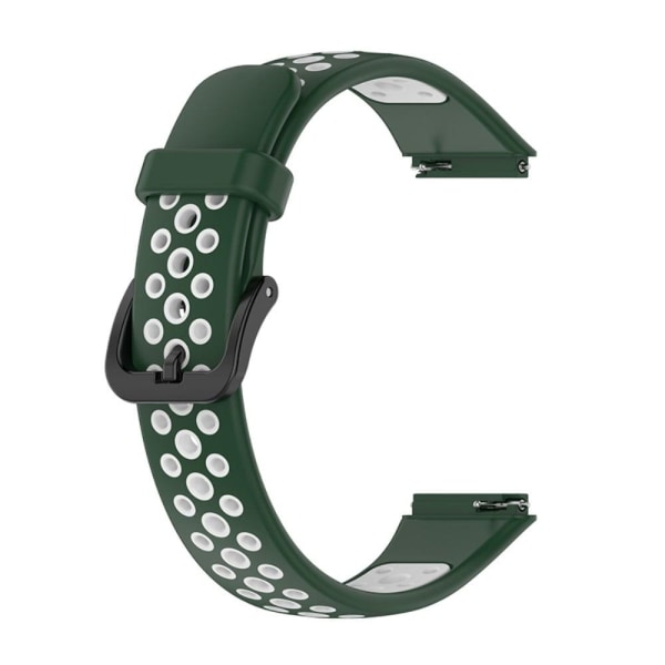 Generic Huawei Band 7 Dual Color Silicone Watch Strap - Blackish Green /