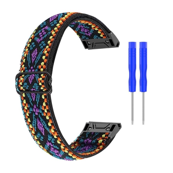 Generic Elastic Nylon Cool Pattern Watch Strap For Garmin - Purple Multicolor