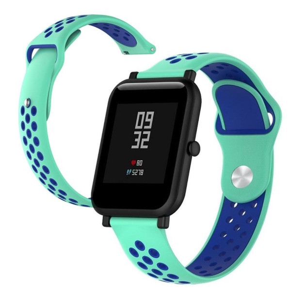 Generic Huawei Watch / Talkband B5 To-farvet Silikone Urrem - Cyan Blå Green