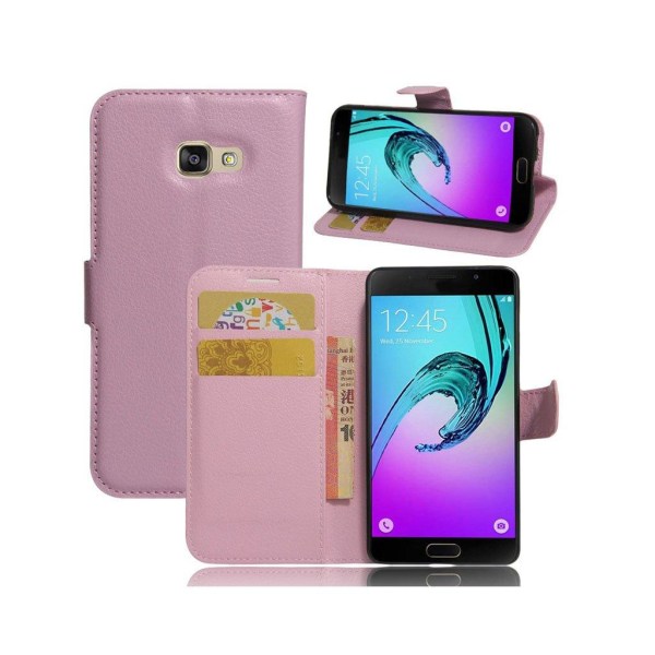 Generic Samsung Galaxy A3 (2017) Læder-etui Med Litchioverflade - Pink