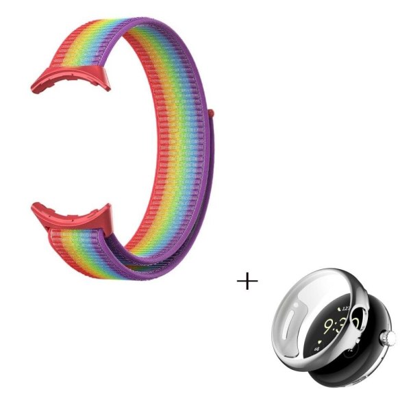 Generic Google Pixel Watch Nylon Strap With Silver Cover - Multi-c Multicolor