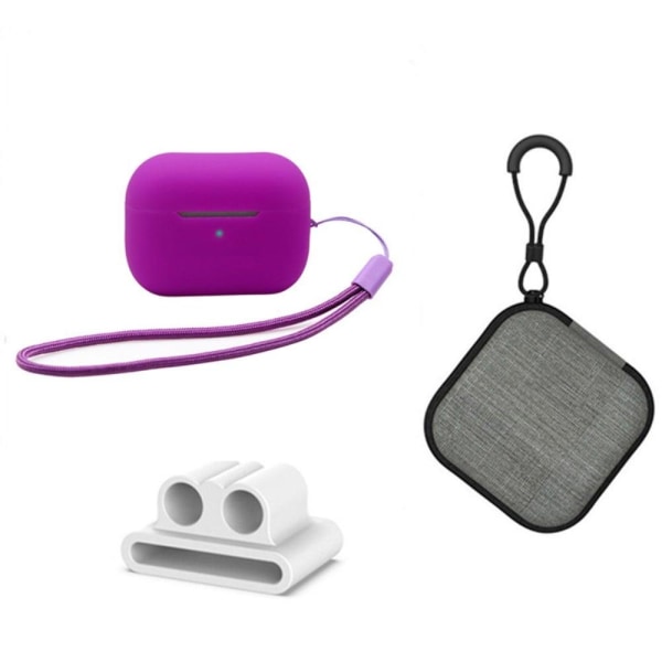 Generic Airpods Pro 2 Silicone Case With Storage Box And Holder - Dark P Purple