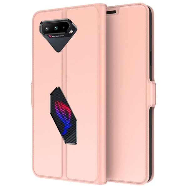 Generic Smooth Og Thin Premium Pu Læder Etui Til Asus Rog Phone 5 - Rødg Pink