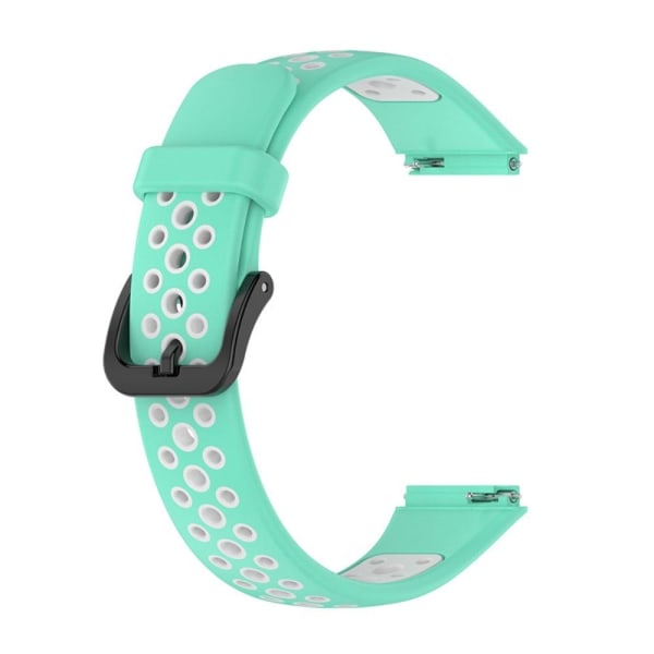 Generic Huawei Band 7 Dual Color Silicone Watch Strap - Teal Green / Whi