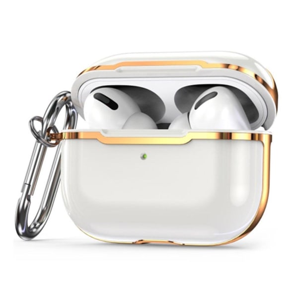 Generic Airpods Pro 2 Electroplating Case With Hook - White / Gold