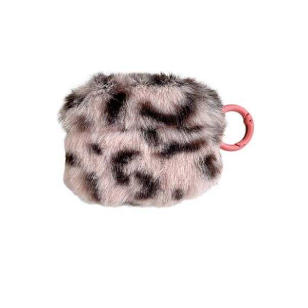 Generic Airpods Pro 2 Leopard Faux Fur Case With Buckle - Pink