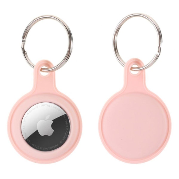 Generic Airtags Silicone Cover With Key Ring - Light Pink
