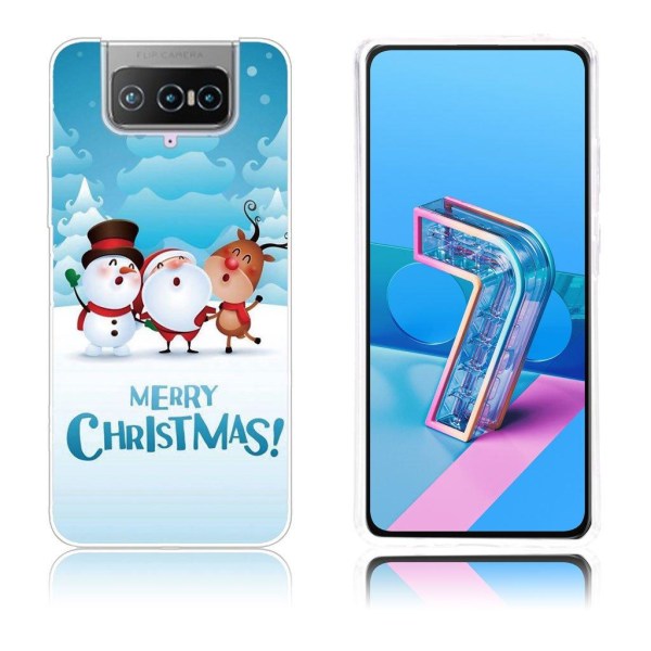 Generic Christmas Asus Zenfone 7 Pro Etui - Jul Familie Photo White