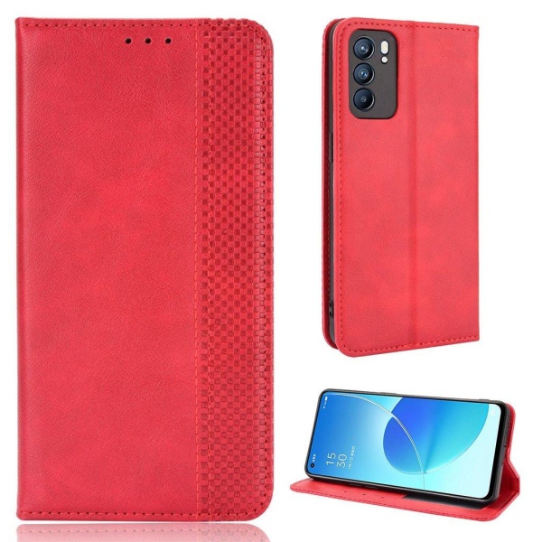 Generic Bofink Vintage Oppo Reno6 5g Leather Case - Red