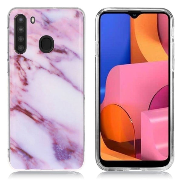 Generic Marble Samsung Galaxy A21 Cover - Rose / Lilla Nuancemarmor Purple