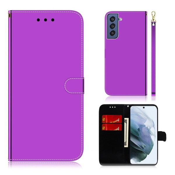 Generic Mirror Samsung Galaxy S21 Fe Flip Etui - Lilla Purple