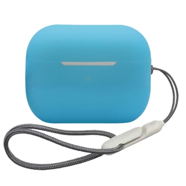 Generic Airpods Pro 2 Silicone Case With Lanyard - Fluorescent Blue