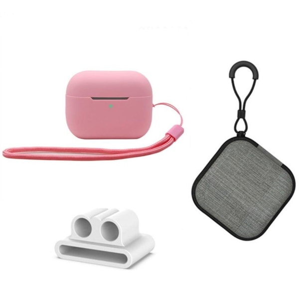 Generic Airpods Pro 2 Silicone Case With Storage Box And Holder - Pink