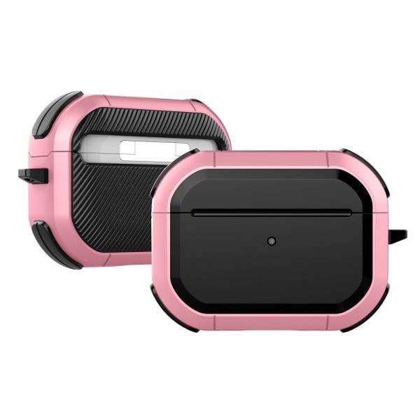 Generic Airpods Pro 2 Armor Style Case With Ring - Black / Pink