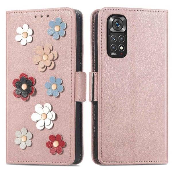 Generic Soft Flower Decor Leather Case For Xiaomi Redmi Note 11 Pro 5g / Pink
