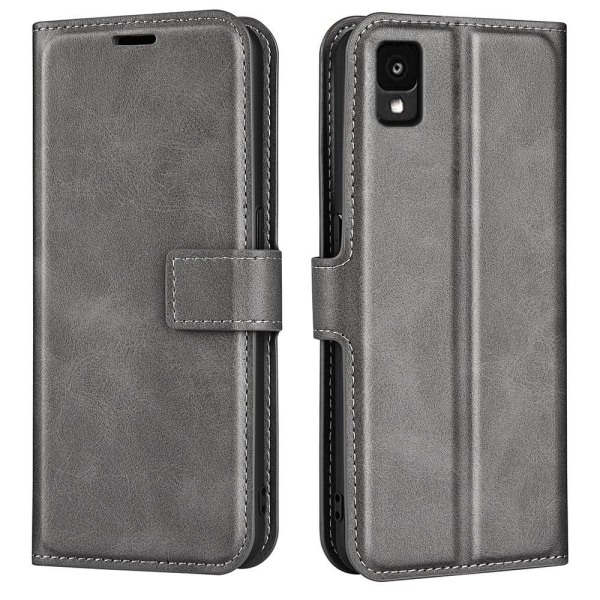 Generic Wallet-style Leather Case For Tcl 30 Z - Grey Silver