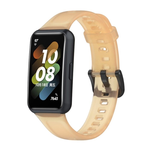Generic Huawei Band 7 Translucent Silicone Watch Strap - Transparent Ora Orange