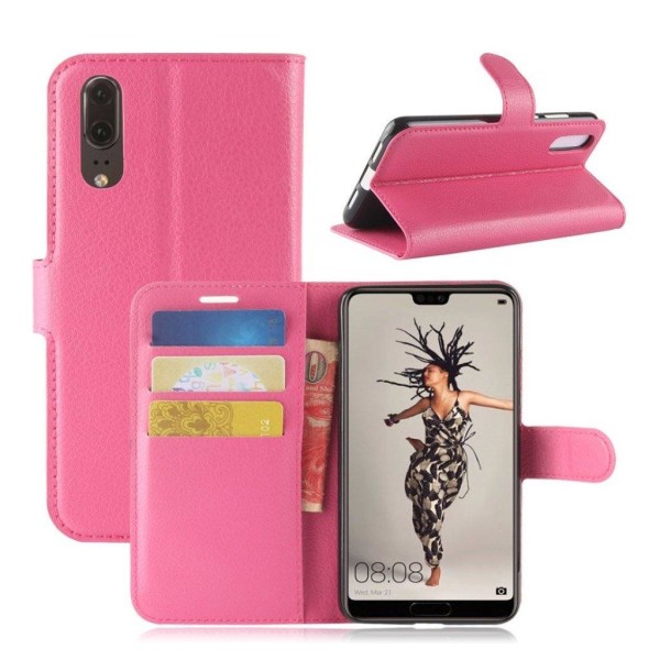 Generic Huawei P20 Litchi Tekstur Pu Læder Flip Etui - Rose Pink