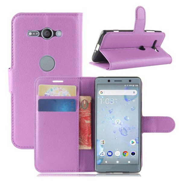 Generic Sony Xperia Xz2 Compact Litchi Tekstur Pu Læder Flip Etui - Lill Purple