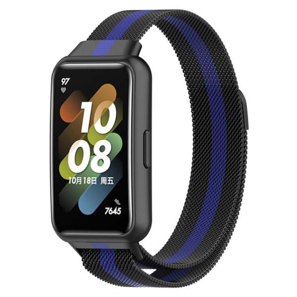 Generic Huawei Band 7 Striped Style Watch Strap - Black / Blue