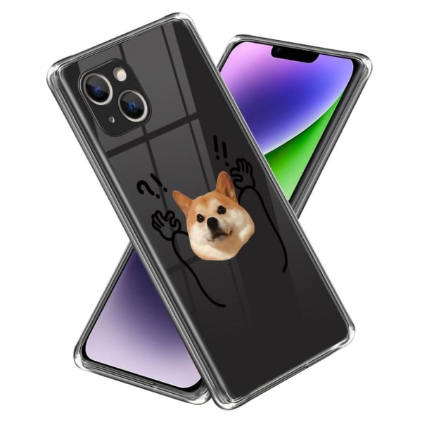 Generic Deco Iphone 14 Etui - Surrender Hund Transparent