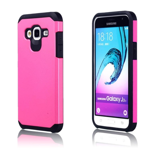 Generic Samsung Galaxy J3 (2016) Holdbart Hybridcover - Hot Pink