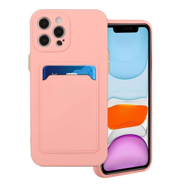 Generic Card Holder Cover Til Iphone 12 / Pro - Lyserød Pink