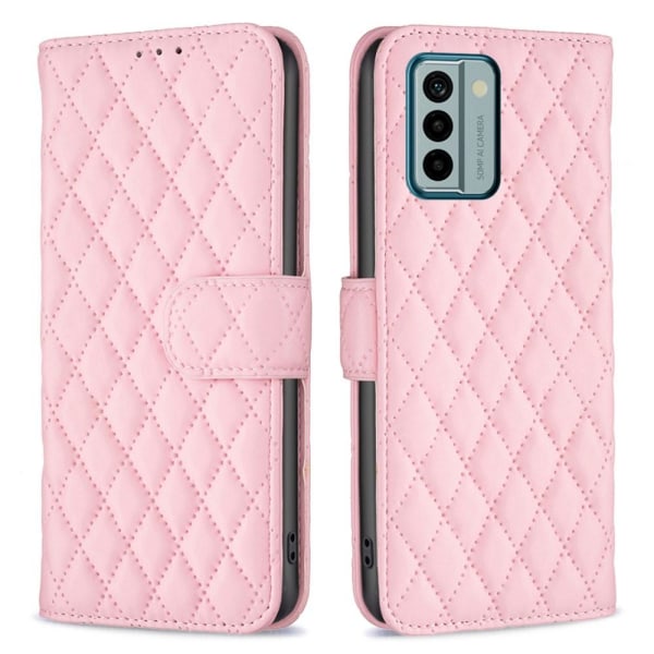 Generic Rhombus Pattern Matte Flip Case For Nokia G22 - Pink