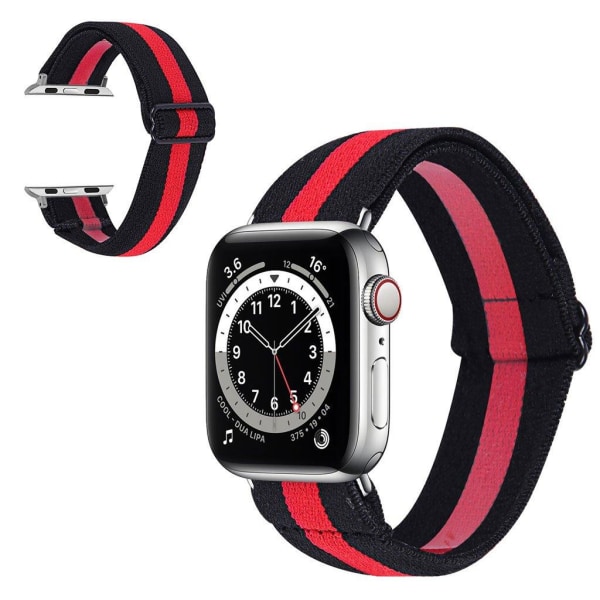 Generic Apple Watch Series 6 / 5 40mm Nylon Mønster Rem - Rød Line In So Red