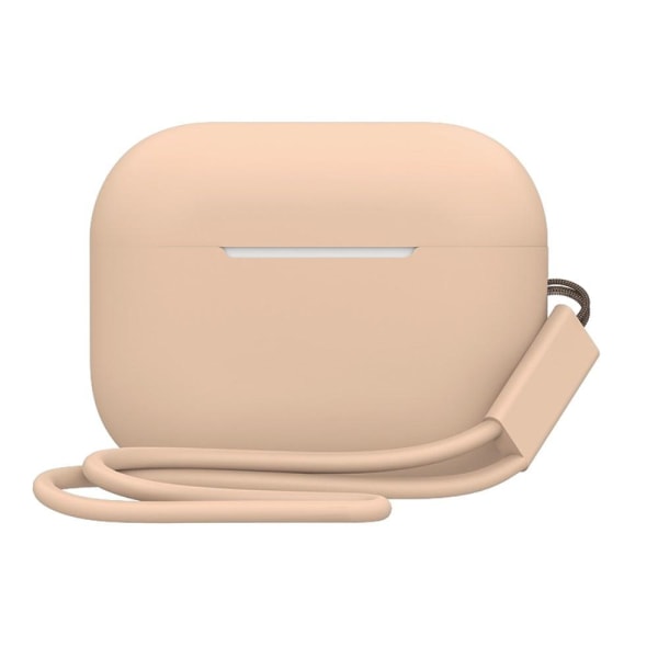 Generic 2.0mm Airpods Pro 2 Silicone Case With Strap - Milk Tea Color Pink
