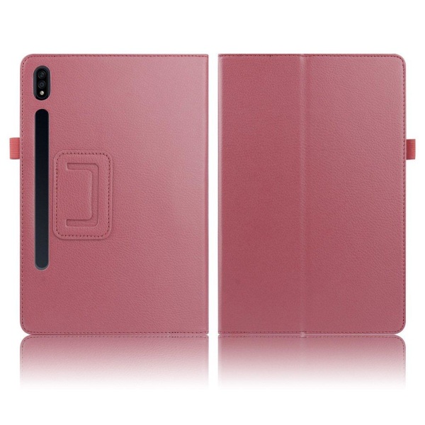 Generic Samsung Galaxy Tab S7 Plus Litchi Læder Flip Etui - Rose Pink