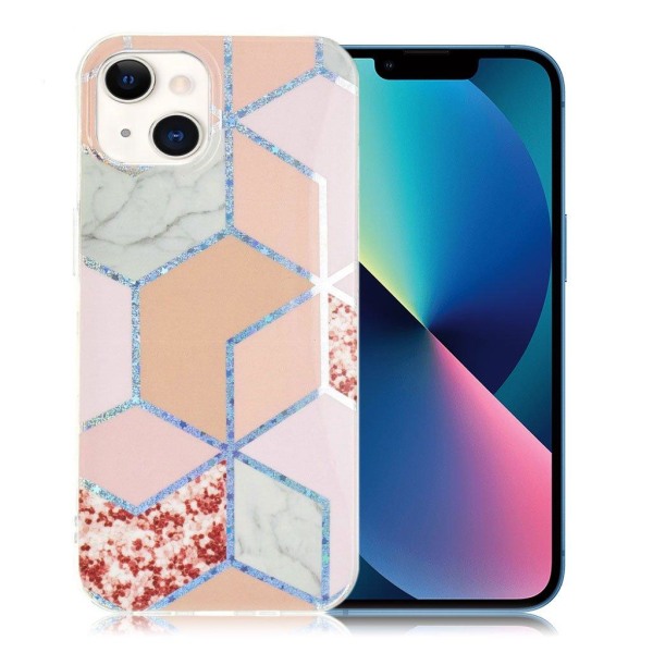 Generic Marble Iphone 13 Etui - Pink Rhombus Multicolor