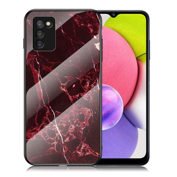 Generic Fantasy Marble Samsung Galaxy A03s Cover - Blood Rød Marmor Red