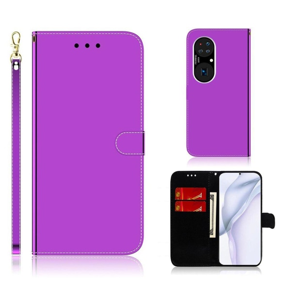 Generic Mirror Huawei P50 Pro Flip Etui - Lilla Purple