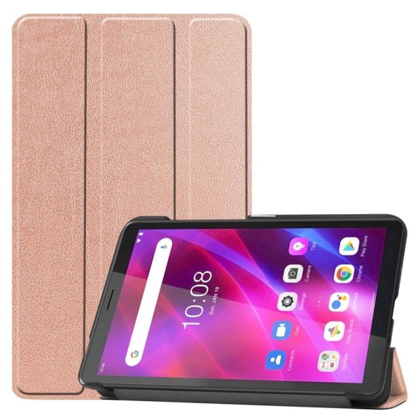 Generic Tri-fold Leather Stand Case For Lenovo Tab M7 (3rd Gen) - Rose G Pink