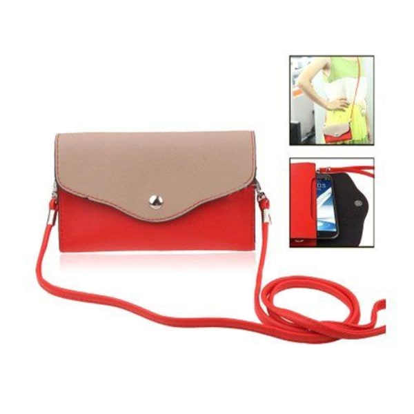 Lux-Case Color Bag (röd) Läderväska För Smartphones - Large